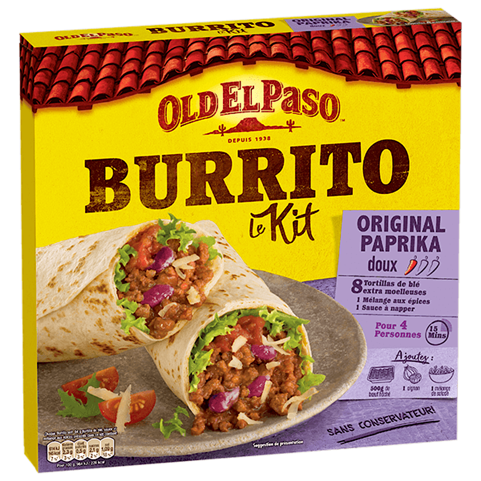 paquet de burrito doux au paprika original Old El Paso 510g